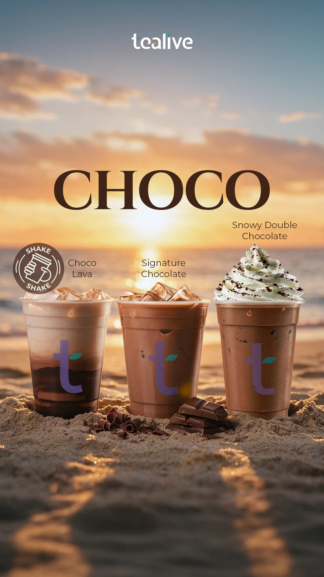 Tealive Choco range: Choco Lava, Signature Chocolate and Snowy Double Chocolate